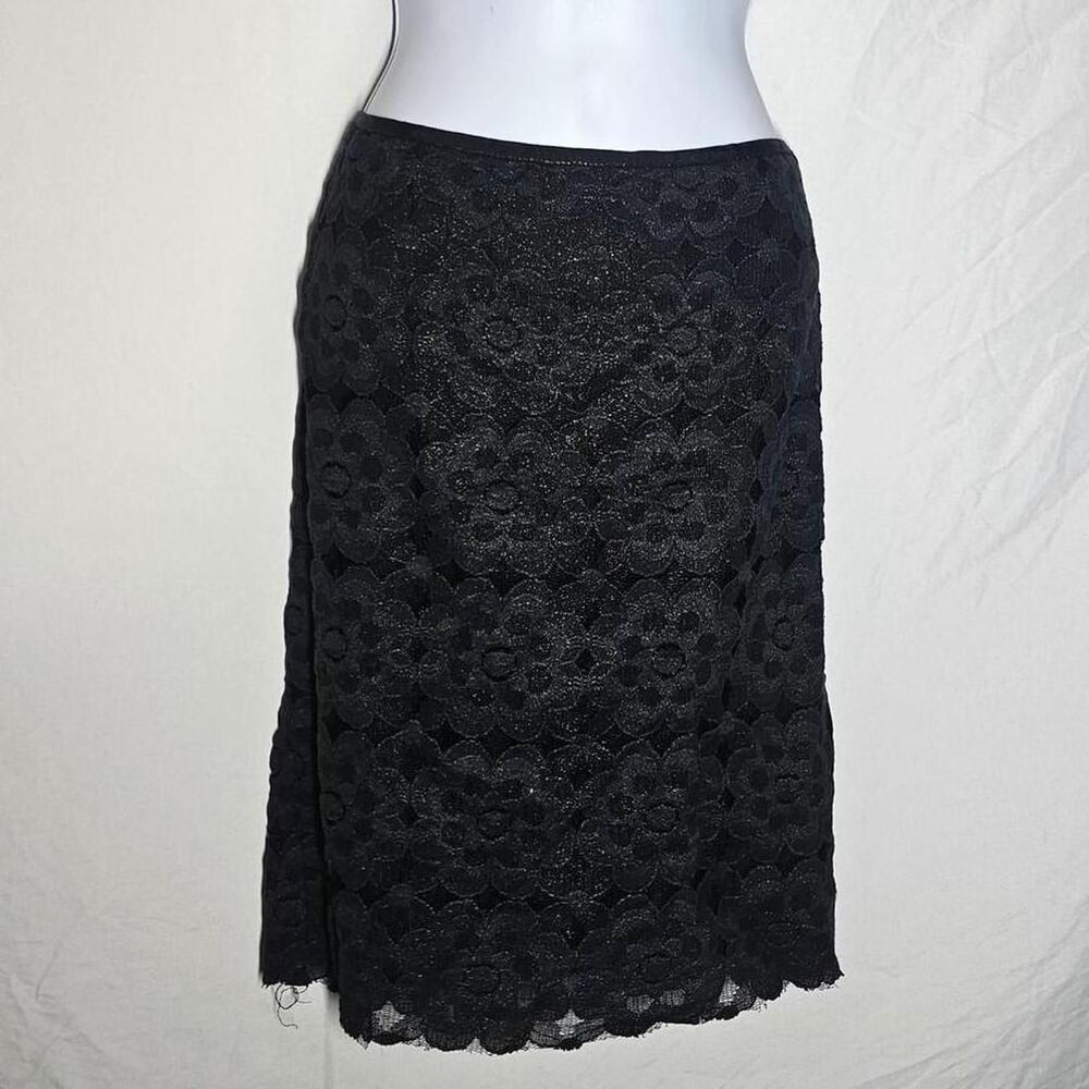 vintage y2k 2000s black lace whimsigoth office siren knee length skirt